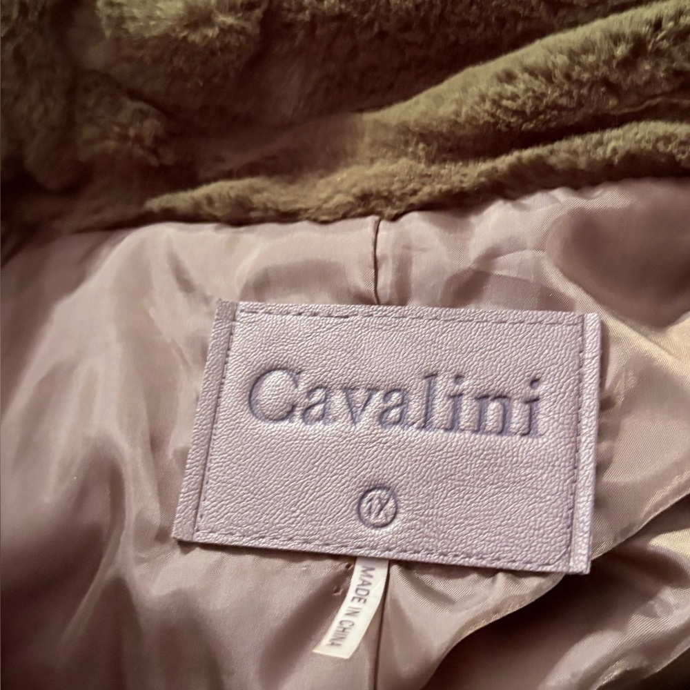Olive Green Faux Fur Jacket - Picture 3 of 3